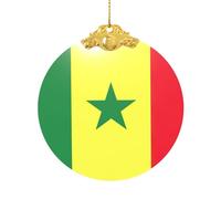 Drapeau du Sénégal imprimé sapin de Noël en verre à suspendre Décoration souvenir de vacances pour une installation de Noël éblouissante
