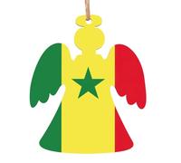 Drapeau du Sénégal Ornements de Noël en bois Décoration de Noël Arbre de Noël Pendentifs Décoration Cadeaux
