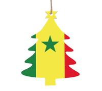 Drapeau du Sénégal Ornements de Noël en bois Décoration de Noël Arbre de Noël Pendentifs Décoration Cadeaux