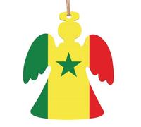 Drapeau du Sénégal Ornements de Sapin de Noël en Bois en Forme d'Ange 1 PC - Décoration Vintage pour Décoration de Maison de Vacances