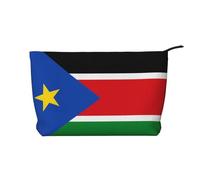 Drapeau du Soudan du Sud Trousse à maquillage en velours côtelé pour femme avec fermeture éclair, portable et porte-monnaie à fermeture éclair, adapté pour les voyages et le stockage quotidien des