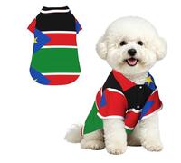 Drapeau du Soudan du Sud XL Chemise hawaïenne pour petits chiens - Tenue d'été mignonne pour la plage pour chiot - Vêtement doux et respirant avec boutons