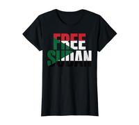 Drapeau du Soudan Libre Afrique T-Shirt Graphique avec Valeur, Femme, Noir, M