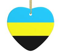 Drapeau du Sultanat de Burongan Décorations de Noël Décorations de sapin à suspendre Ornements Cœur Céramique Extérieur Intérieur Décor