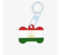 Drapeau du Tadjikistan - Étiquettes tendance en acrylique - En forme d'os de chien - Double face - Pour chiens et chats