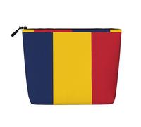 Drapeau du Tchad - Pochette résistante à l'eau - Organiseur pour femme - Faux chanvre - Trousse de maquillage - Grande trousse de voyage cosmétique
