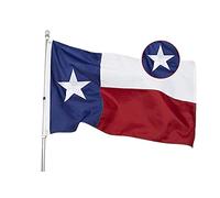 Drapeau du Texas 1,2 x 1,8 m - Étoile brodée à rayures cousues pour l'extérieur - Drapeaux en nylon Oxford 210D de couleurs vives - Œillets en laiton et ourlet à 4 points de couture Drapeau des
