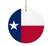 Drapeau du Texas Impression Famille Décoration de Noël Cadeaux pour Femme Homme Cercle Céramique Décoration de Noël à Suspendre pour Arbre, Portes, Fenêtres