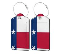 Drapeau du Texas Lot de 4 étiquettes imprimées en cuir PU, adaptées pour sacs à main, étiquettes de sac de voyage, étiquettes de bagages