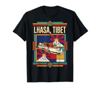Drapeau du Tibet Lhassa Palais du Potala - Art rétro T-Shirt
