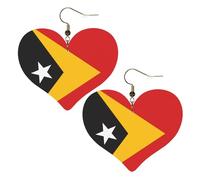 Drapeau du Timor-Leste Imprimés Boucles d'oreilles élégantes en forme de cœur légères Accessoires pour femme Parfait pour les fêtes et la Saint-Valentin.
