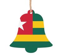 Drapeau du Togo Ornements de sapin de Noël en bois en forme de cloche 1 pièce - Décorations vintage pour décoration de maison de vacances