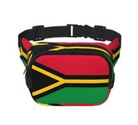 Drapeau du Vanuatu Sac Banane Carré Double Couche Sangle Réglable pour Activités de Plein Air Noir Taille Unique, Noir , Taille unique