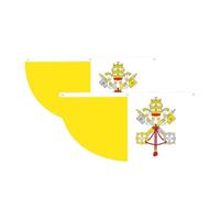 Drapeau du Vatican en demi-cercle à suspendre pour l'extérieur | Lot de 2 bannières imperméables et durables à 3 œillets pour porche, clôture et balcon. Événements patriotiques de la fête