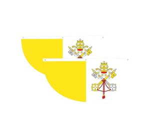 Drapeau du Vatican en demi-cercle à suspendre pour l'extérieur | Lot de 2 bannières imperméables et durables à 3 œillets pour porche, clôture et balcon. Événements patriotiques de la fête