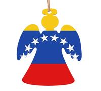 Drapeau du Venezuela en forme d'ange en bois à suspendre sur les arbres de Noël Décorations de Noël