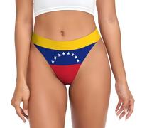 Drapeau du Venezuela String pour femme, bonne élasticité, doux pour la peau et respirant., Noir/blanc, L