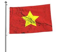 Drapeau du Vietnam du Nord, effet texturé, pour extérieur, 60 x 90 cm, double face, robuste, pour maison, cour, festival, extérieur, décoration de jardin, drapeau de bienvenue