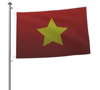 Drapeau du Vietnam du Nord, effet tricot, drapeaux pour extérieur, 2 x 3 pieds, double face, robuste, bannière, drapeau pour maison, cour, festival, extérieur, décoration de jardin, drapeau de bienven