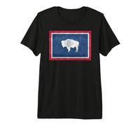 Drapeau du Wyoming dans Un Style Grungy T-Shirt Haut de Gamme