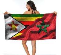 Drapeau du Zimbabwe Drapeau du Maroc Serviette De Plage, Douces Serviettes De Bain Portable Serviette De Voyage pour Camping Spa Piscine 80X130Cm