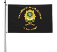 Drapeau Dui du 2e régiment de cavalerie blindée 90 x 150 cm, résistant aux UV, bannière saisonnière avec œillets en laiton, pour extérieur et intérieur