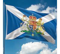 Drapeau écossais - Saltire de St Andrews avec armoiries royales - Impression numérique double face - Polyester épais 110Den - Double couture - 2 œillets en laiton, grand format 1,5 x 0,9 m