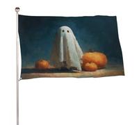 Drapeau effrayant d'Halloween fantôme sculpté citrouilles 0,9 x 1,5 m pour jardin, cour, porche, pelouse, ferme