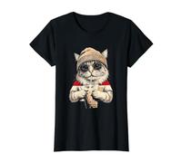 Drapeau Egypte Chat Egyptiens T-Shirt Graphique avec Valeur, Femme, Noir, L