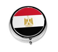 Drapeau égyptien, cette petite boîte à pilules ronde est un organisateur de médicaments de voyage portable avec trois compartiments pour stocker des médicaments quotidiens.