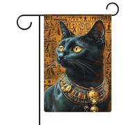 Drapeau égyptien de jardin chat noir en toile de jute double face 30,5 x 45,7 cm