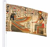 Drapeau égyptien Décor 0,9 x 1,5 m Ailes Ancien Soleil Nil Historique Antique Art Parchemin Culture Nation Polyester Motif imprimé Décoration extérieure pour maisons et jardins