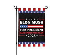 Drapeau Elon Musk président 2028 - Libérez à nouveau la parole - Bannière de jardin double face 31,75 x 45,7 cm