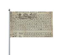Drapeau emblématique de la Table alchimique des symboles (91 x 152 cm) pour balcon