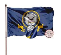 Drapeau emblème bleu marine double face 9,5 x 12,7 cm pour l'extérieur - 3 plis 240D robuste - Bannière militaire des États-Unis de 7,6 x 12,7 cm - Œillets en laiton et 4 rangées cousues