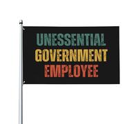 Drapeau « employé non essentiel du gouvernement » 3 x 5 - Drapeau de protestation amusant contre la fermeture du gouvernement pour une utilisation en extérieur