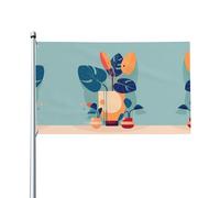 Drapeau en bambou bleu et orange avec dos tortue. Drapeau de jardin extérieur 0,9 x 1,5 m, bannière en polyester imprimé vif, facile à accrocher pour terrasse, fête, camping.