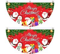 Drapeau en Éventail De Noël, 2 Pièces, Bonhomme De Neige, Bienvenue, Banderole De Noël, Demi-Ventilateur, Bannière, Décoration De Fête De Noël