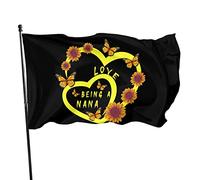 Drapeau en forme de cœur de tournesol béni d'être appelé Nana 3 x 5 pieds avec deux œillets en laiton, double couture, couleurs vives, anti-décoloration