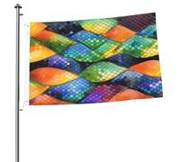 Drapeau en forme d'écailles de poisson arc-en-ciel de 61 x 91 cm avec impression double face pour l'extérieur, les vacances, bannière cadeau avec œillets, toile de fond pour photo pour décoration
