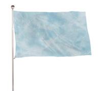 Drapeau en marbre bleu clair avec veines blanches 0,9 x 1,5 m pour extérieur, jardin, bannière décorative pour cour, porche, pelouse, ferme