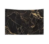 Drapeau en marbre doré et noir avec 4 œillets, drapeaux unilatéraux en polyester durable, bannières résistantes aux intempéries pour dortoir, fête, tournage, festival, décoration de 119,4 x 177,8 cm