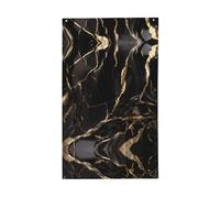 Drapeau en marbre noir et doré. Drapeau décoratif d'extérieur 0,9 x 1,5 m, bannière verticale en polyester