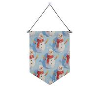 Drapeau en tissu suspendu de bonhomme de neige blanc avec barre télescopique drapeau de drapeau pour décoration extérieure Dernière intervention pour portes, murs, fenêtres, jardins, drapeaux pour