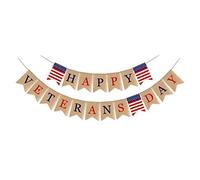 Drapeau en toile de jute pour cheminée de printemps, décoration murale Happy Veterans Day Drapeau pour la maison, l'intérieur et l'extérieur