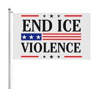 Drapeau « End Ice Violence » 90 x 150 cm, impression recto-verso, grande bannière extérieure à double couture, idéale pour les fêtes et la décoration intérieure.