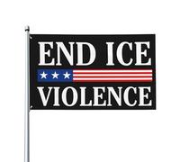 Drapeau « End Ice Violence » - Couleurs vives et résistantes à la décoloration, polyester double couture avec œillets en laiton, 90 x 150 cm
