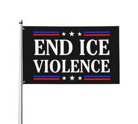 Drapeau « End Ice Violence » - Couleurs vives et résistantes à la décoloration, polyester double couture avec œillets en laiton, 90 x 150 cm
