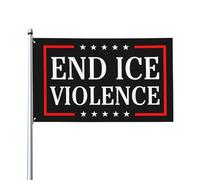Drapeau « End Ice Violence » - Couleurs vives et résistantes à la décoloration, polyester double couture avec œillets en laiton, 90 x 150 cm
