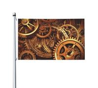 Drapeau engrenages steampunk cool 0,9 x 1,5 m avec œillets pour printemps, été, automne, hiver, extérieur, intérieur, jardin, bannière double face pour décorations de cour